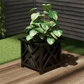 Grillgear Square Planter Box - Black Lattice Container for Flowers & Plants GR3855305